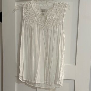 LOFT Women's Ivory Lace Yoke Blouse